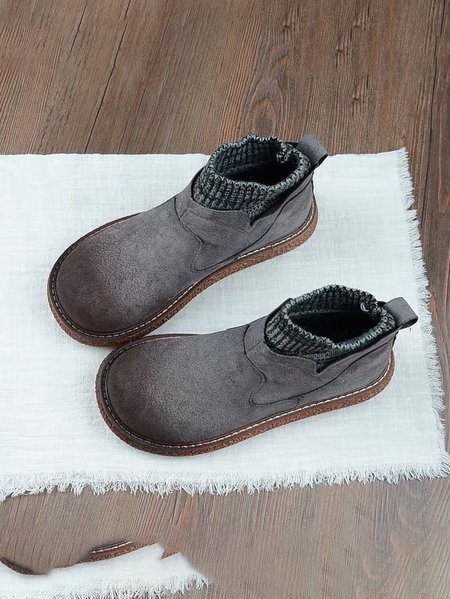 

Vintage Wool Stitching Thermal Socks Boots, Gray, Boots