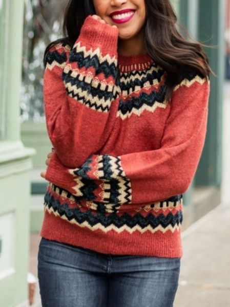 

Loose Boho Ethnic Wool/Knitting Sweater, Multicolor, Sweaters & Cardigans