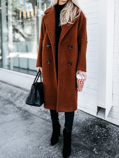 

Shawl Collar Teddy Mid-long Jacket, Caramel, Coats