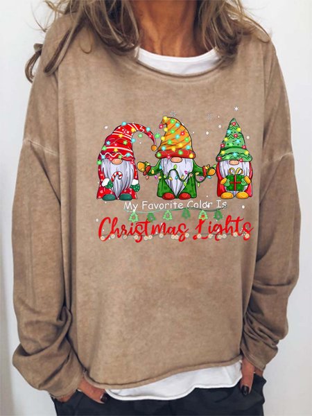 

Women My Favorite Color Is Christmas Lights Gnomes Christmas Casual Sweatshirt, Khaki, Hoodies&Sweatshirts