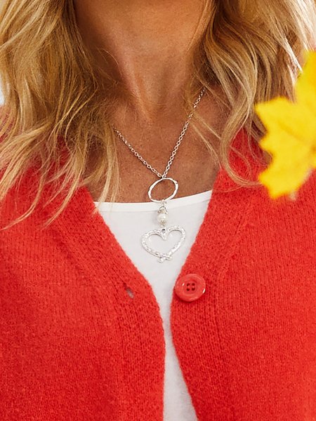 

Pearl Heart Shape Necklace, Silver, Jewelry