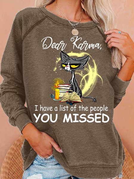 

Womens Dear Karma I Have List You Missed Funny Letters Sweatshirt, Coffee, Hoodies&Sweatshirts