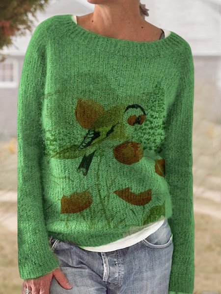 

Casual Crew Neck Sweater, Green, Sweaters