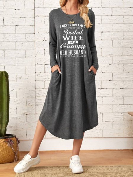 

Crew Neck Casual Loose Dresses, Gray, Dresses
