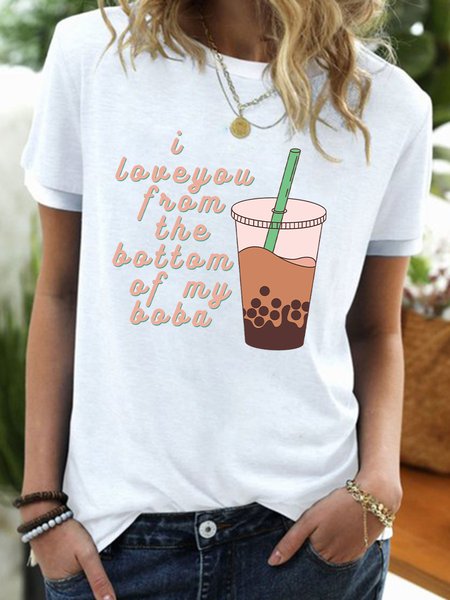 

Lilicloth X Marrium I Love You From The Bottom Of My Boba Women's T-Shirt, White, T-shirts