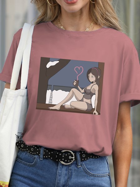 

Lilicloth X Roxy Girl With Coffee Women's T-Shirt, Pink, T-shirts