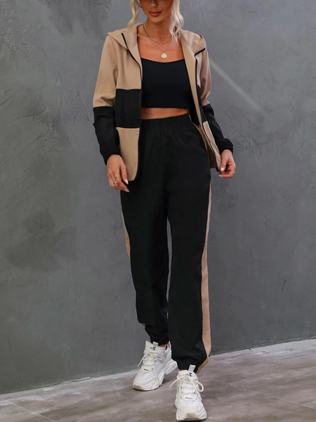 

Loose Color Block Two Piece Sets, Multicolor, Suit Set
