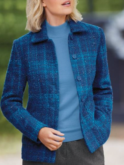 

Loose Urban Shawl Collar Blazer, Blue, Blazers