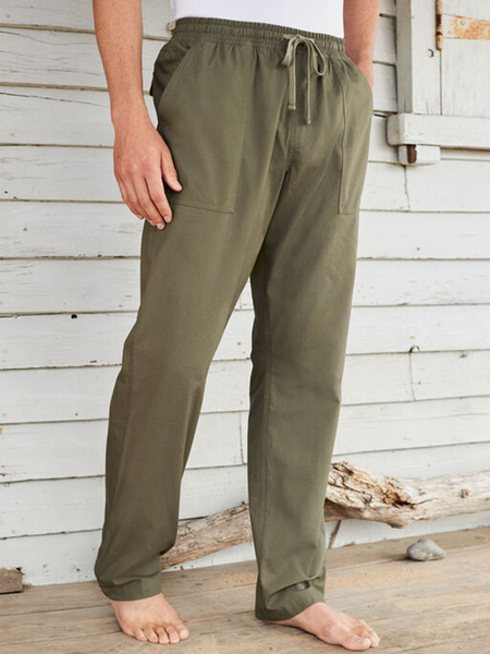 

Cotton Elastic-Waist Pants, As picture, Men's pants