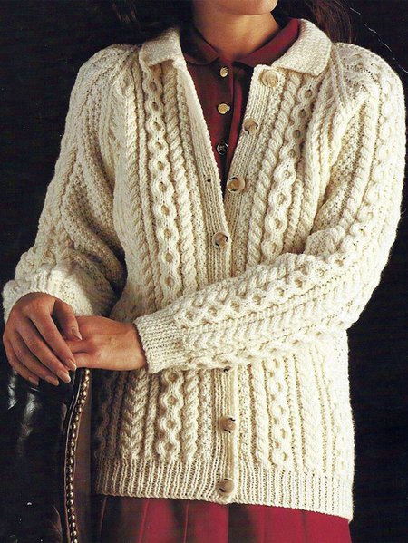 

Vintage Twist Knit Oversized Sweater Coat, White, Cardigans