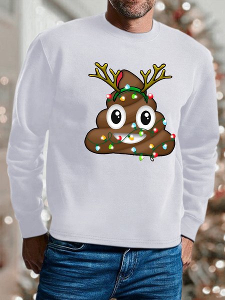 

Men's Humorous Christmas Lights Print Loose Cotton-Blend Christmas Sweatshirt, White, Hoodies&Sweatshirts
