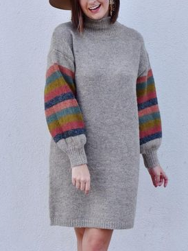 

Wool/Knitting Regular Fit Casual Dresses, As picture, Dresses