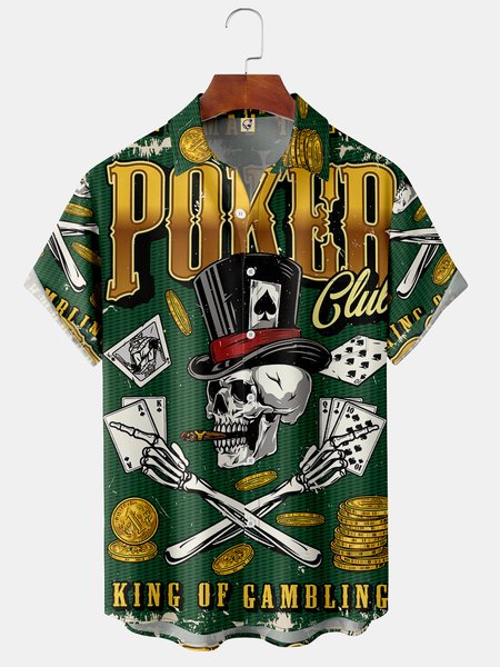 

Poker Chest Pocket Short Sleeve Hawaiian Shirt, Green, Short Sleeve Shirts