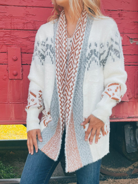 

Ethnic Regular Fit Sweater Coat, Multicolor, Outerwear