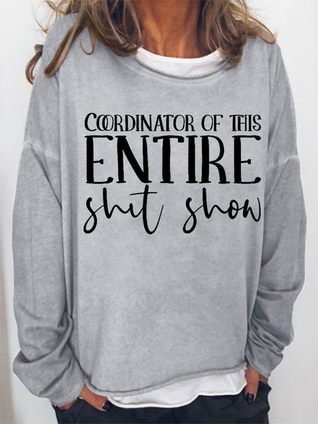 

Women Coordinator of the Entire Shit Show Simple Crew Neck Text Letters Sweatshirt, Gray, Hoodies&Sweatshirts