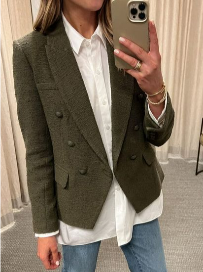 

Shawl Collar Casual Loose Blazer, Green, Blazers