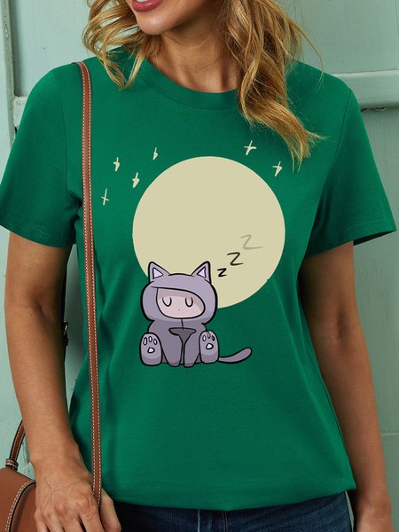 

Lilicloth X Roxy Sleepy Cat Women's T-Shirt, Deep green, T-shirts