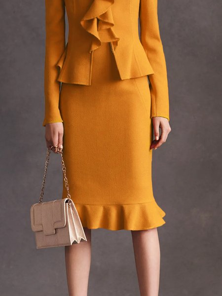 

Elegant Plain Regular Fit Skirt, Yellow, Skirts