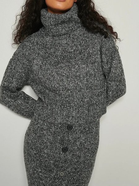 

Casual Houndstooth Acrylic Sweater, Gray, Pullovers