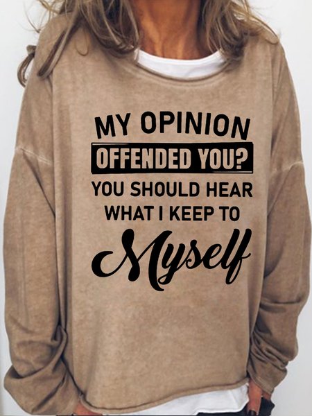 

Womens Funny Letter Crew Neck Sweatshirt, Light brown, Hoodies&Sweatshirts