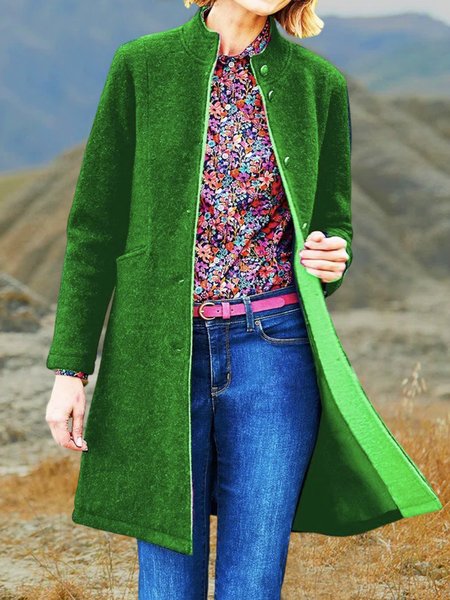 

Long Sleeve Vintage Fleece Coat, Green, Outerwear