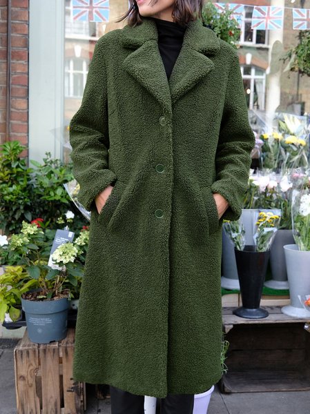 

Lambswool Casual Plain Teddy Jacket, Green, Outerwear