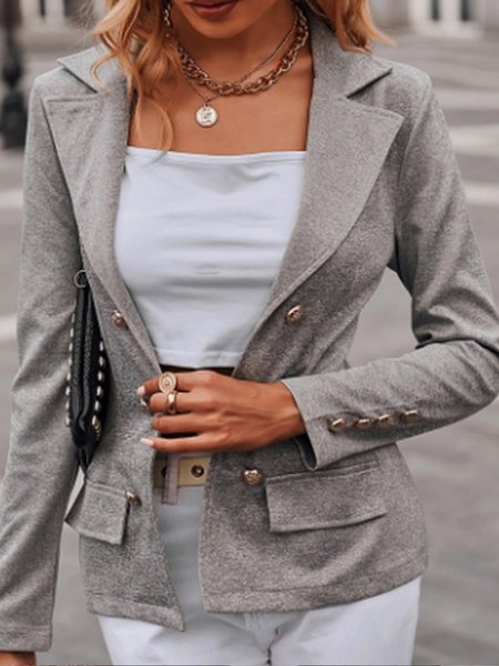 

Plain Loose Lapel Collar Blazer, Gray, Blazers