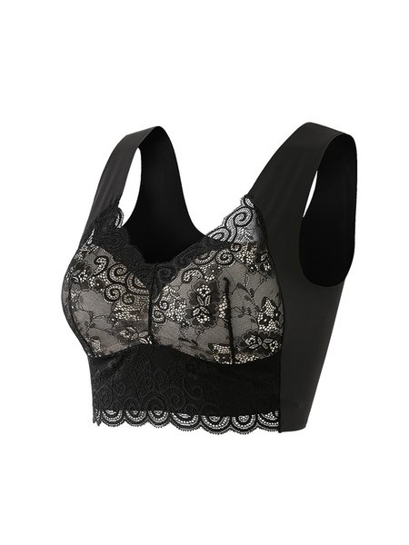 

Women's Gathering Side Breasts Seamless Bras, Black-white, Bra & Bra Sets