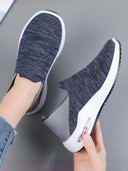 

Comfortable Soft Sole Breathable Contrast Flyknit Sneakers, Blue, Sneakers