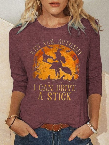 

Womens Funny Halloween Witch Shirt, Yes I Can Drive A Stick T-Shirt, Wine red, T-Shirts