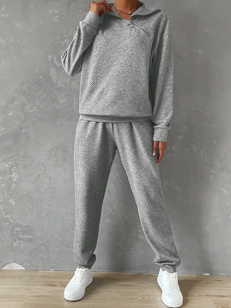 

Casual Loose Asymmetrical Two-Piece Set, Gray, Suit Set