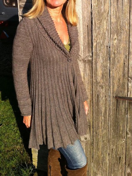 

Shawl Collar Loose Sweater Coat, Deep gray, Cardigans