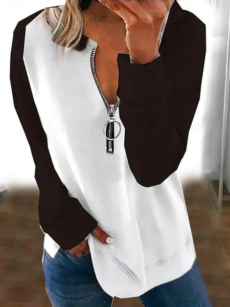 

Women's Sweatshirt Pullover Color Block Quarter Zip Daily Sports Hot Stamping Active Streetwear Hoodies Sweatshirts, White, Hoodies & Sweatshirts