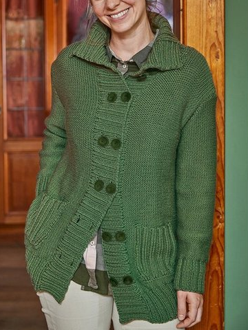 

Wool/Knitting Casual Sweater Coat, Green, Cardigans
