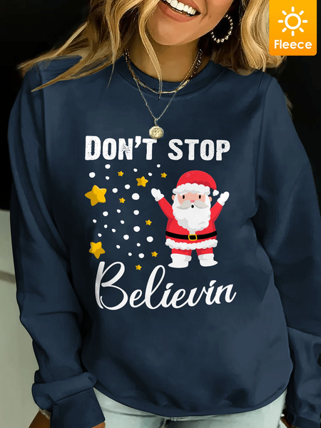 

Lilicloth X Jessanjony Don't Stop Believin Christmas Women's Fleece Sweatshirt, Navyblue, Hoodies&Sweatshirts