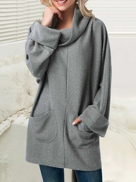 

Grey wide casual pocket midi dress, Gray, Dresses