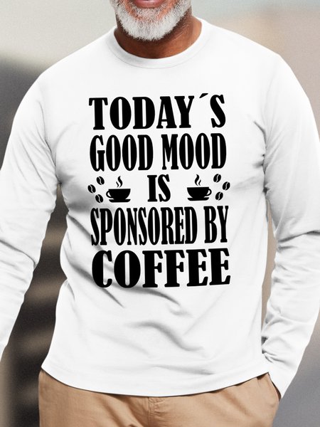 

Lilicloth X Hynek Rajtr Today's Good Mood Is Sponsored By Coffee Men's Long Sleeve T-Shirt, White, Long Sleeves