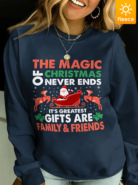 

Lilicloth X Jessanjony The Magic Of Christmas Never Ends It's Greatest Gifts Are Family And Friends Women's Fleece Sweatshirt, Navyblue, Hoodies&Sweatshirts