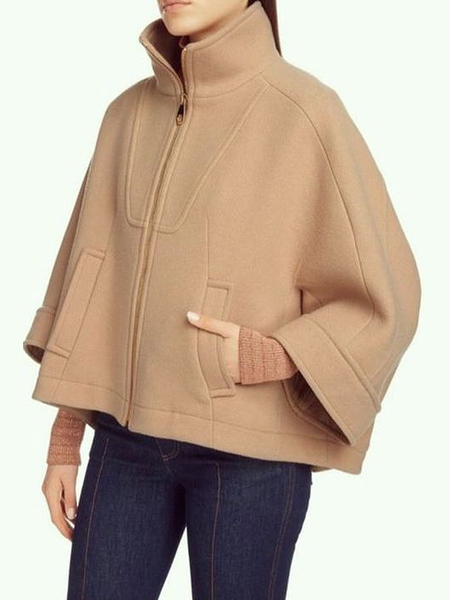 

Stand Collar Urban Loose Three Quarter Jacket, Khaki, Jackets