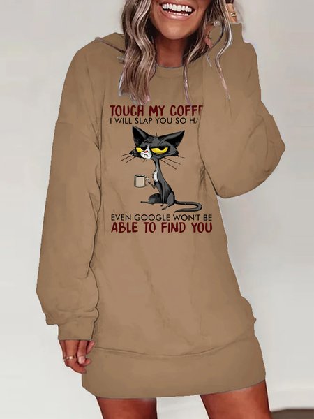 

Womens Funny Letter Casual Dress, Khaki, Dresses