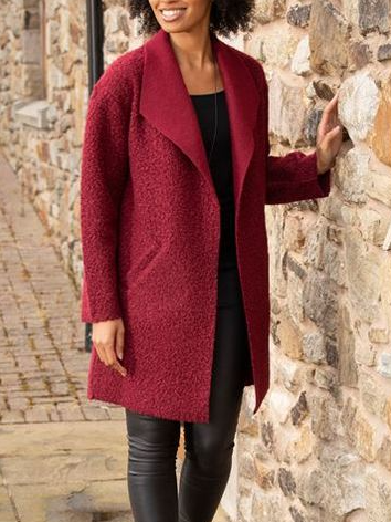 

Wine Red Woolen Plain Coat, Coats