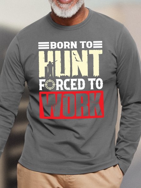 

Lilicloth X Jessanjony Born To Hunt Forced To Work Men's Long Sleeve T-Shirt, Gray, Long Sleeves