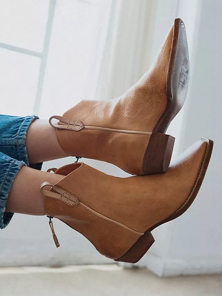 

Khaki Vintage Western Cowboy Boots, Brown, Boots