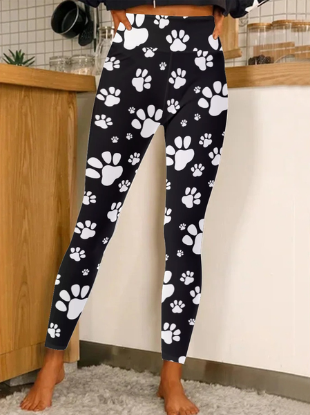 

Dog Cat Paw Women's Tummy Control Leggings, As picture, Leggings