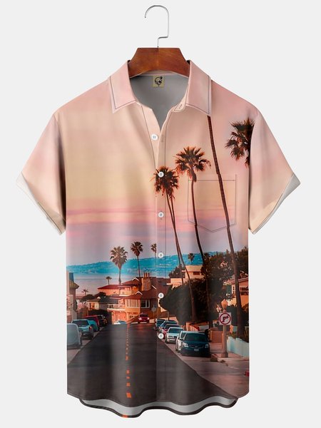 

California Chest Pocket Short Sleeve Shirt, Pink, Short Sleeve Shirts