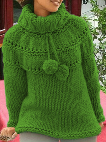 

Turtleneck Wool/Knitting Plain Sweater, Green, Sweaters & Cardigans