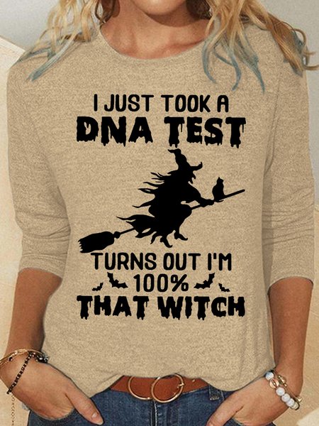

Womens Halloween Witch I Just Took A DNA Test Casual Top, Apricot, Long sleeves