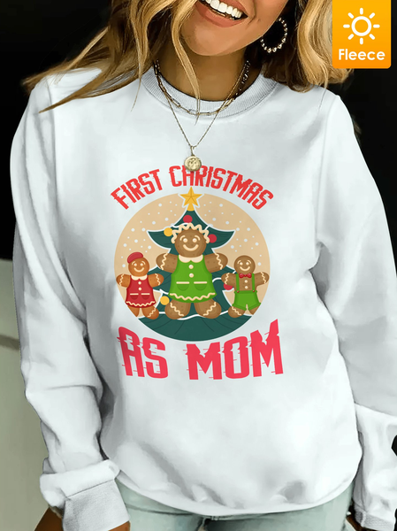 

Lilicloth X Jessanjony First Christmas As Mom Women's Fleece Sweatshirt, White, Hoodies&Sweatshirts