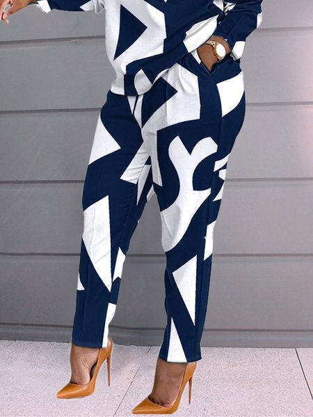

Urban Geometric Regular Fit Fashion Pants, Blue, Pants