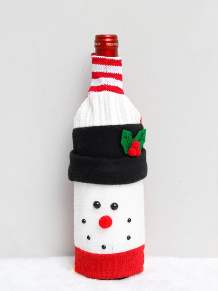 

Christmas White Red Clothes Pattern Wine Bottle Ornament Holiday Party Ornament, Color3, Home＆Garden